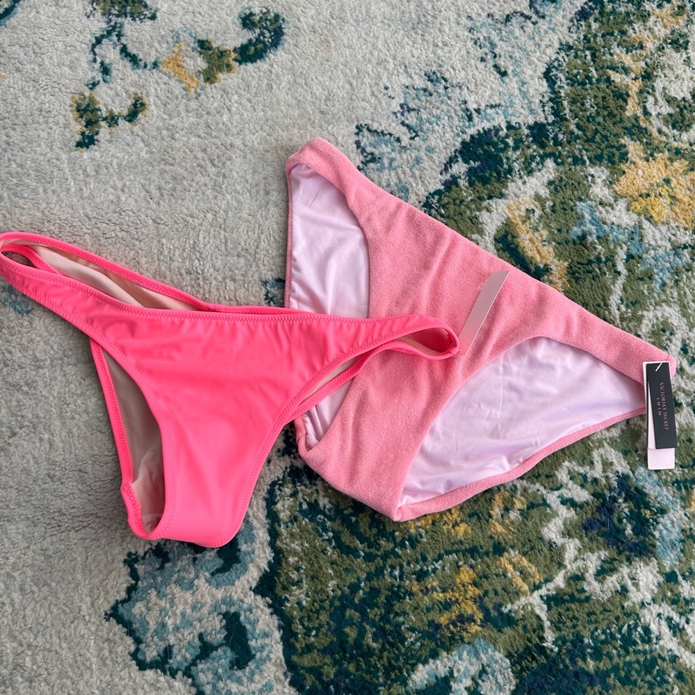 2 NEW VS Victoria Secret pink bikini bottoms Brazilian size M